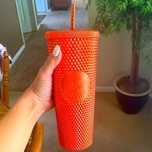 Orange Studded Starbucks Cup